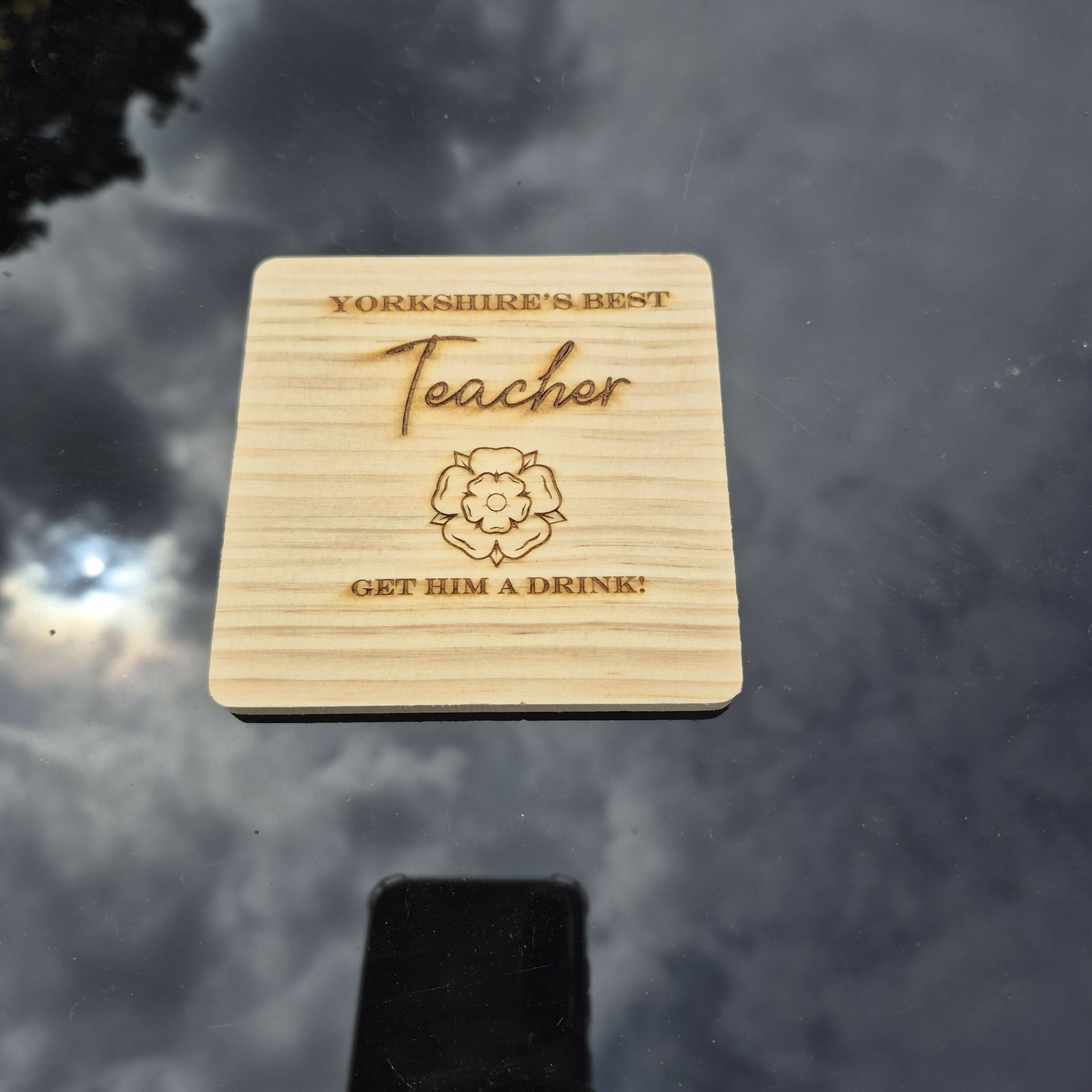 Wooden Yorkshire Rose Coaster - Yorkshires Best