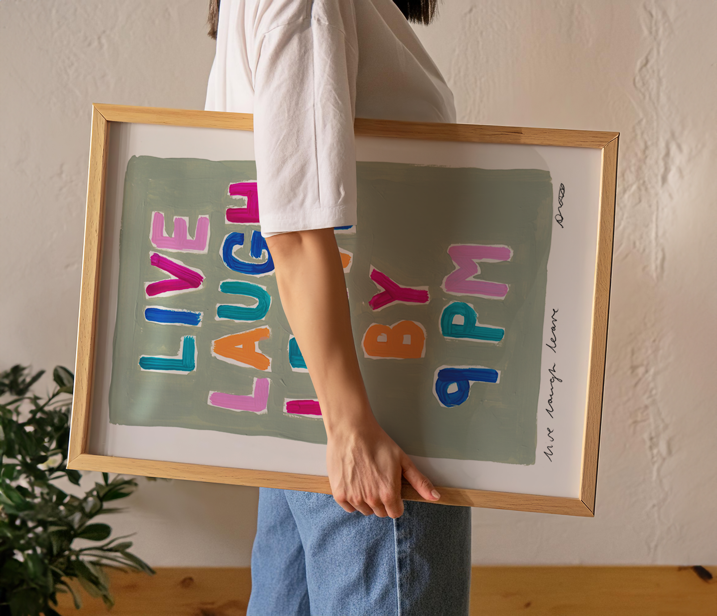 Live Laugh Leave by 9 PM Hand Painted Art Print