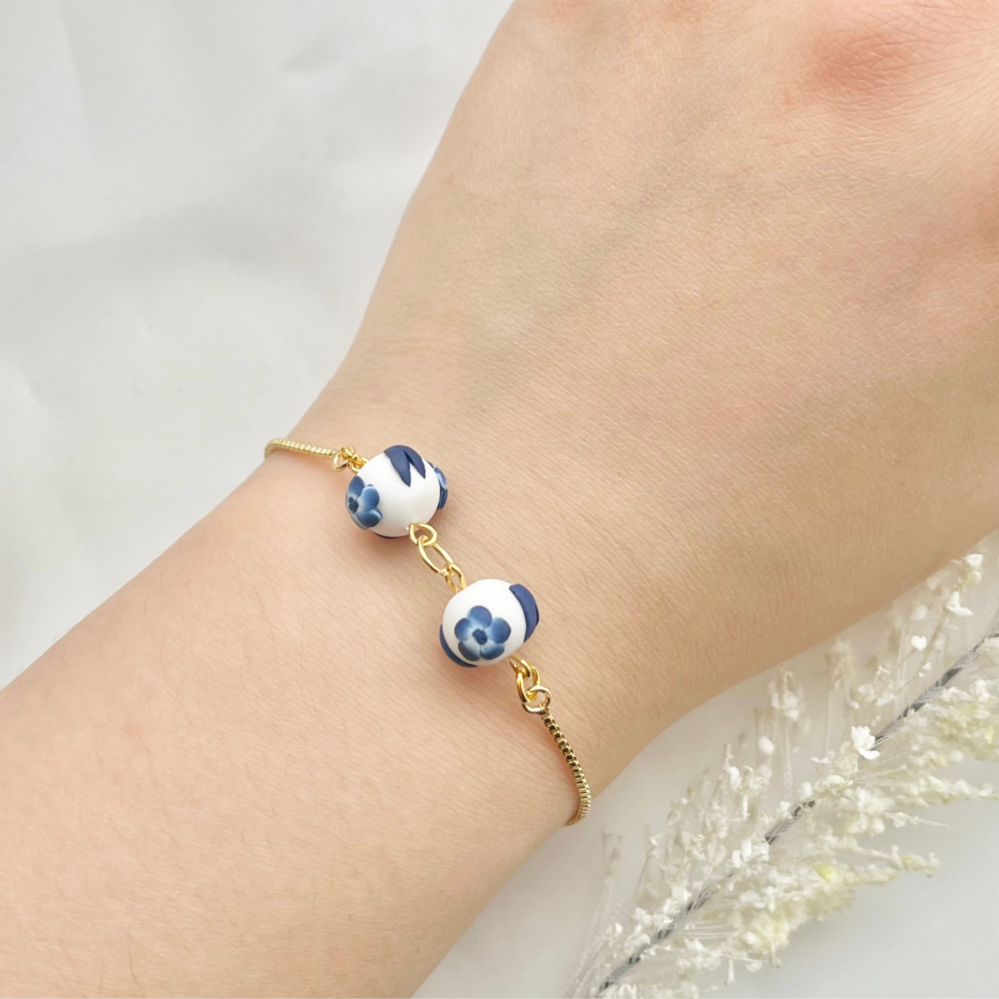Blue China Bracelets - Handmade Polymer Clay Bracelets