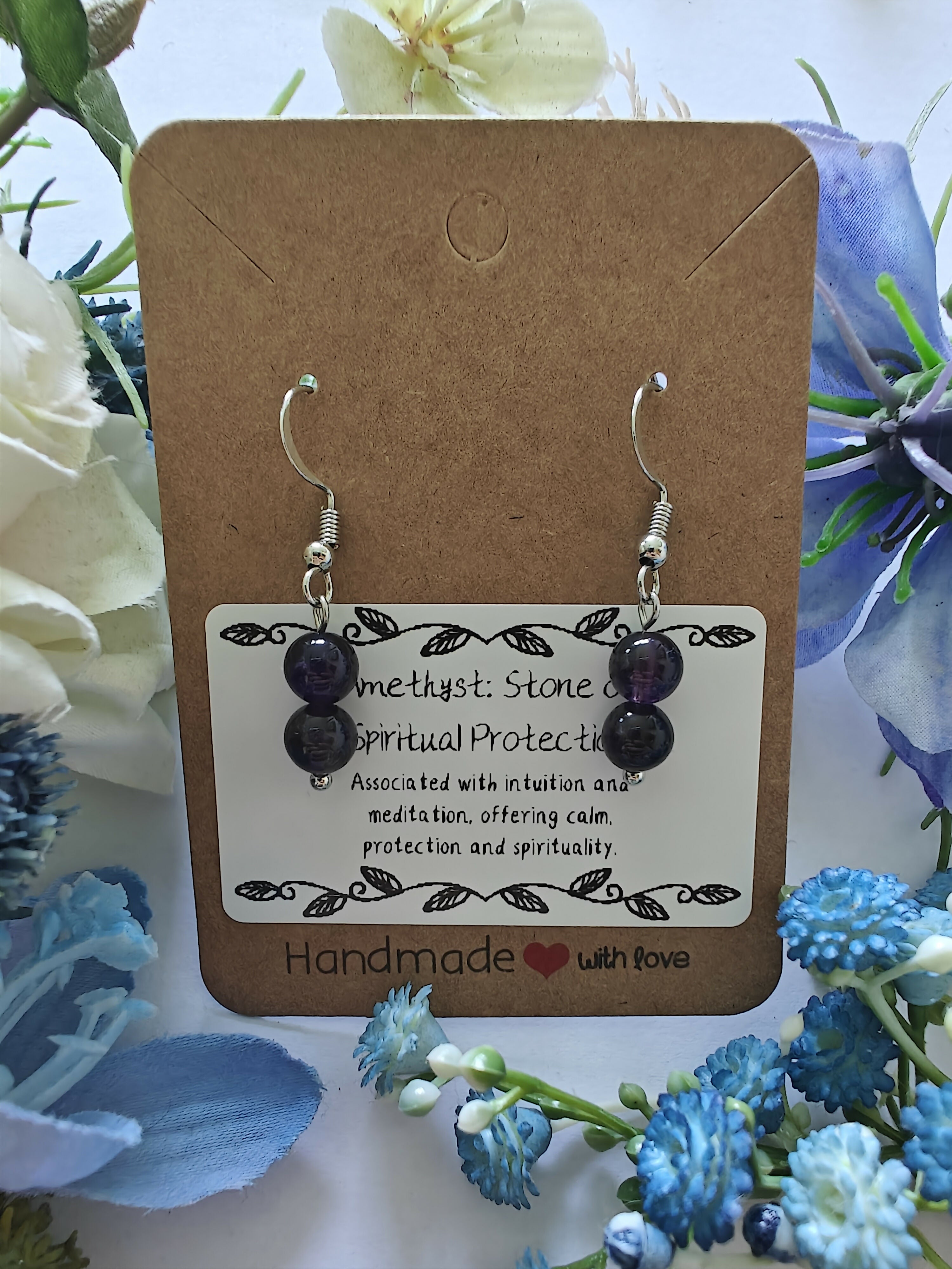 Amethyst Earrings on Sterling Silver Plated Hooks