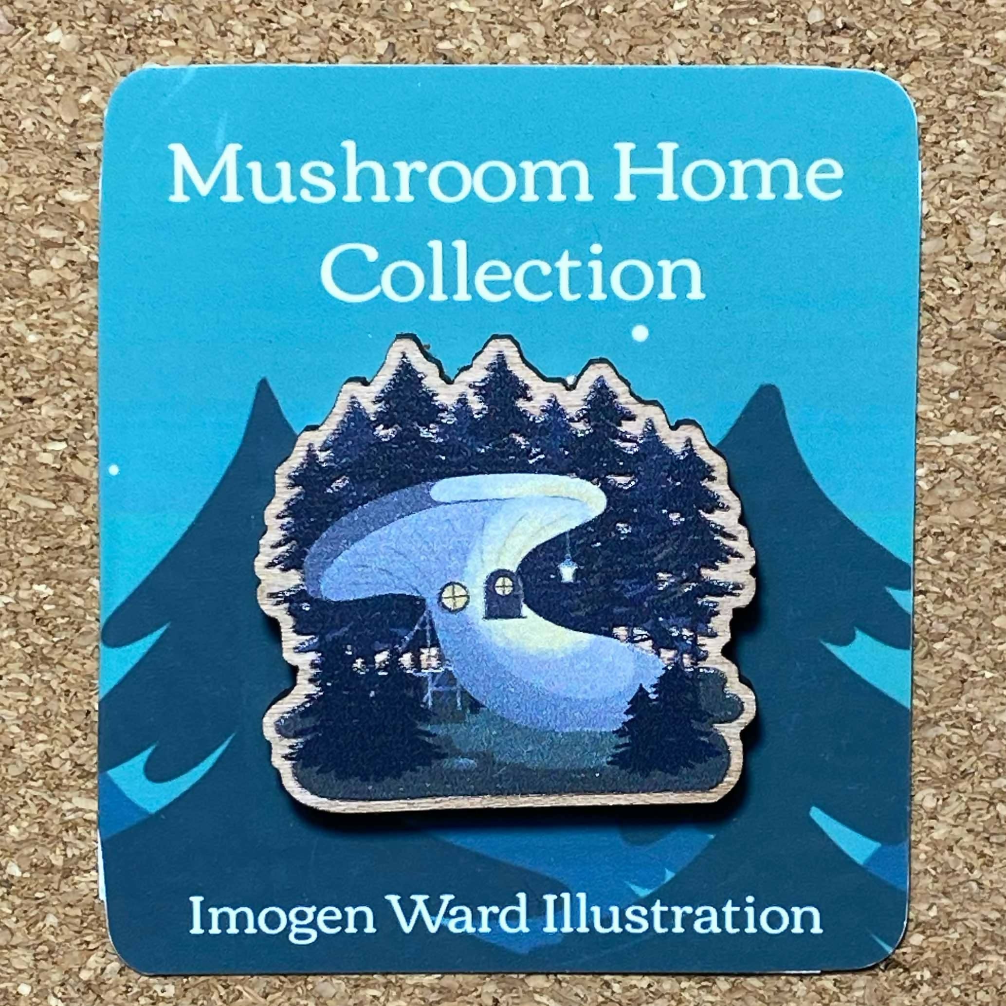 Cottagecore, Whimsical Wooden Mushroom House Pins - Spooky Shroom
