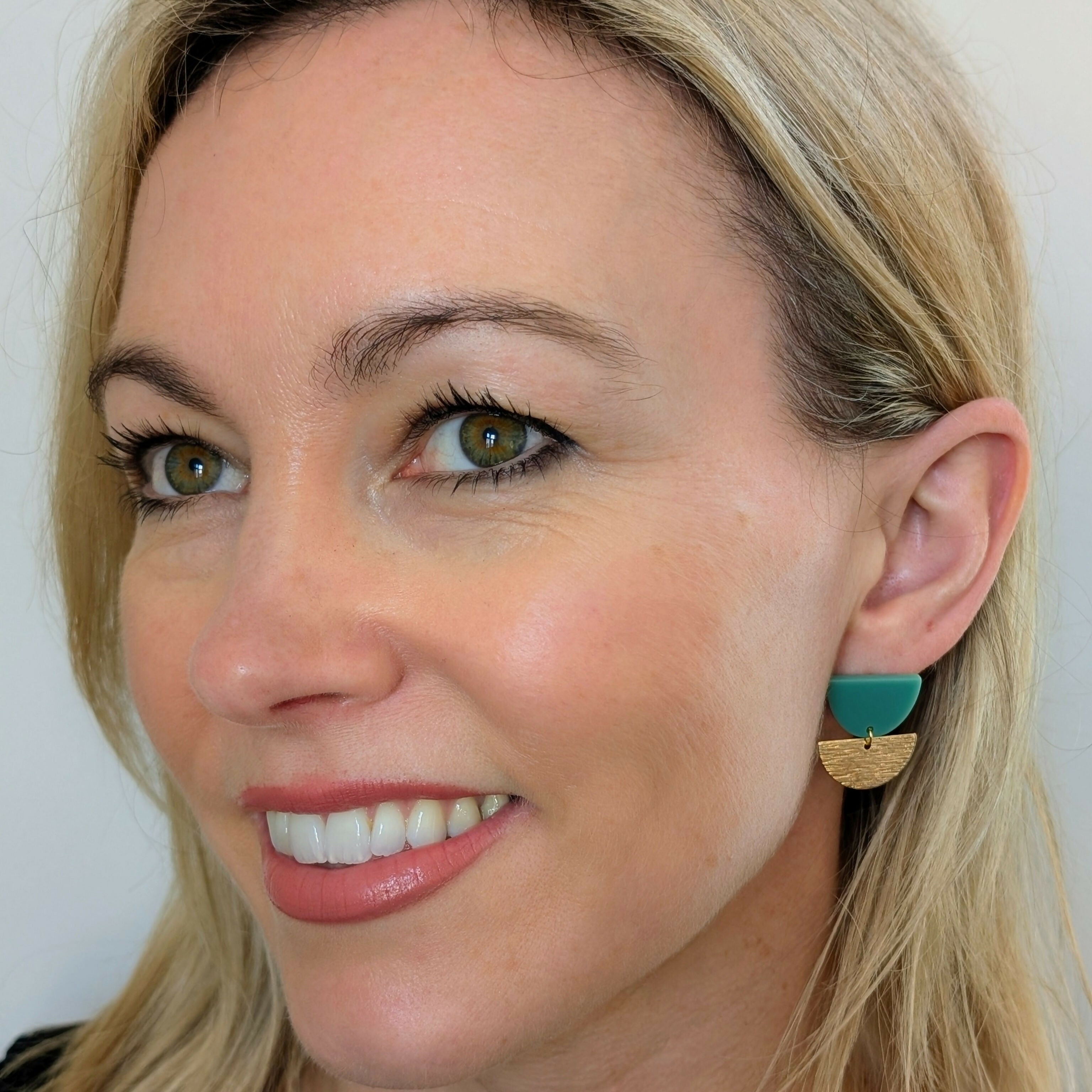 Mint Green Tulip Geometric Earrings in Gold or Silver