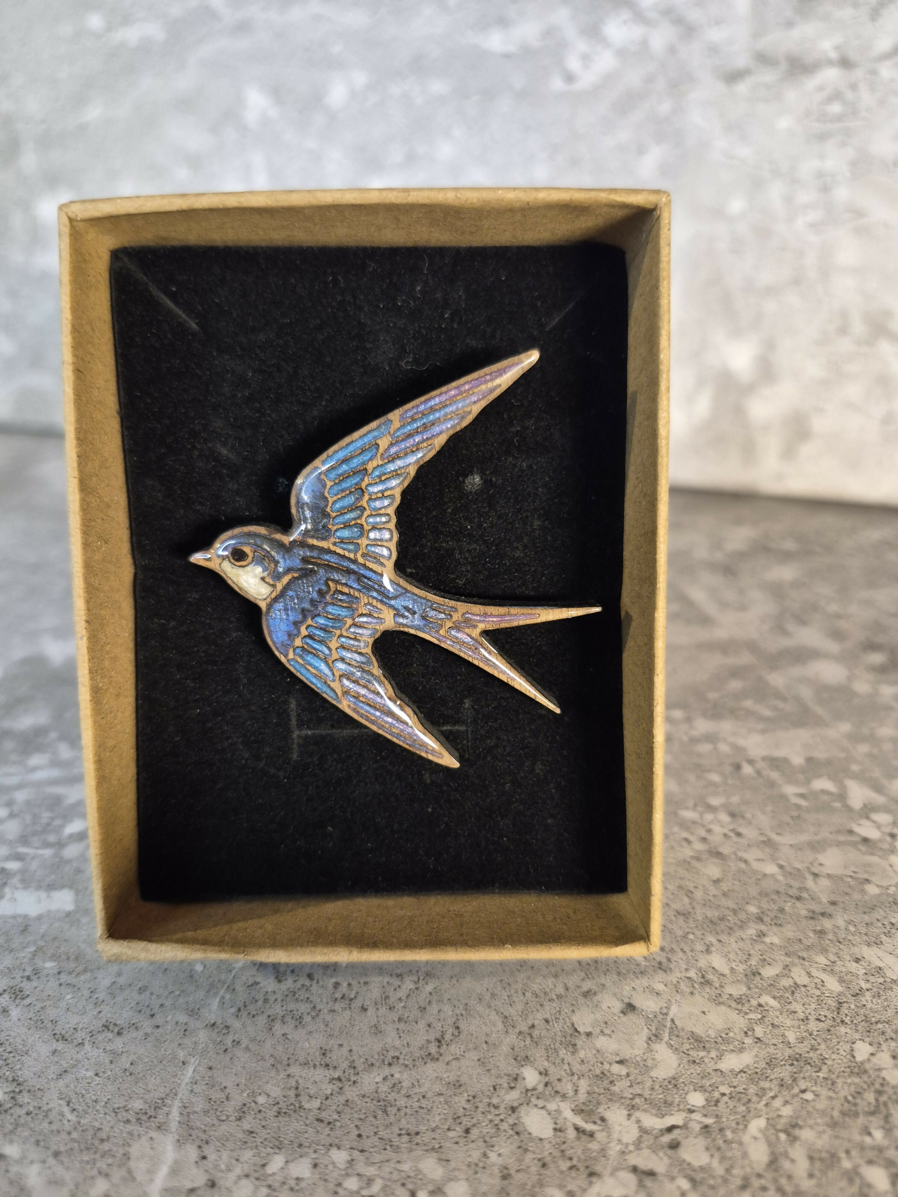 Unique Handcrafted Flying Swallow Pin