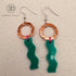 Green Wave Acrylic & Hand-Hammered Copper Earrings