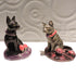 Ceramic Witches cat with mushrooms sculpture