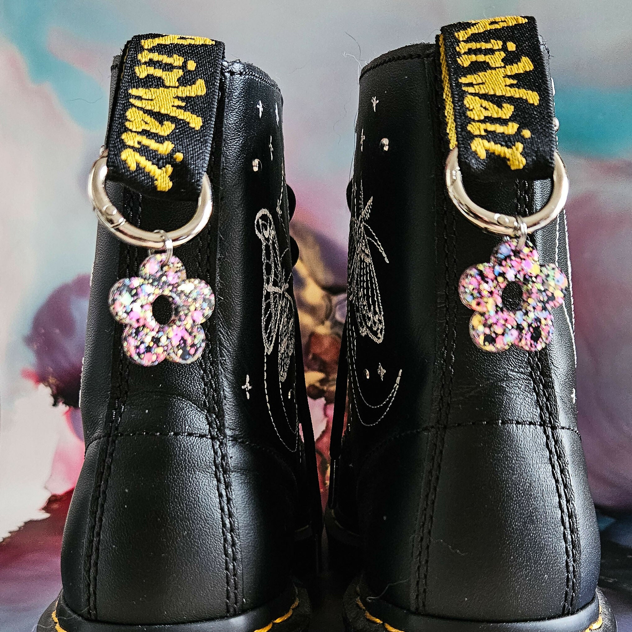 Handmade Resin Glitter Flowers Boot Charms
