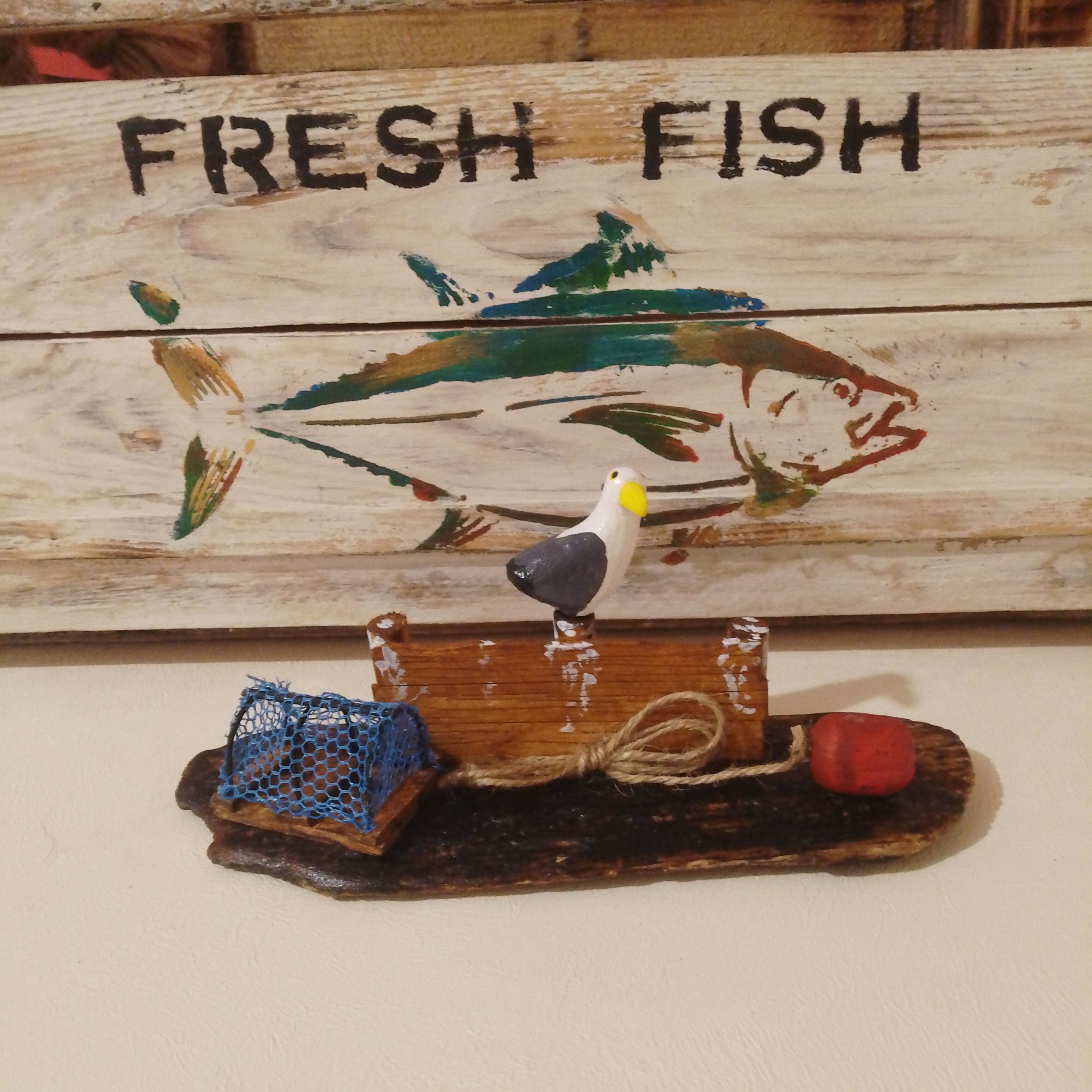Seagull On Fence, Crab Pot And Bouy