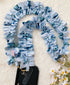 Handmade Ruffled Crossbody Phone Strap Light Blue with floral prints