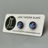 Ice Blue & Purple Dichroic Fused Glass Sterling Silver Stud Earrings - Handmade by Jade Tapson Glass.