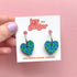 Hand Painted Green and Blue Dash Print Small Heart Hoop