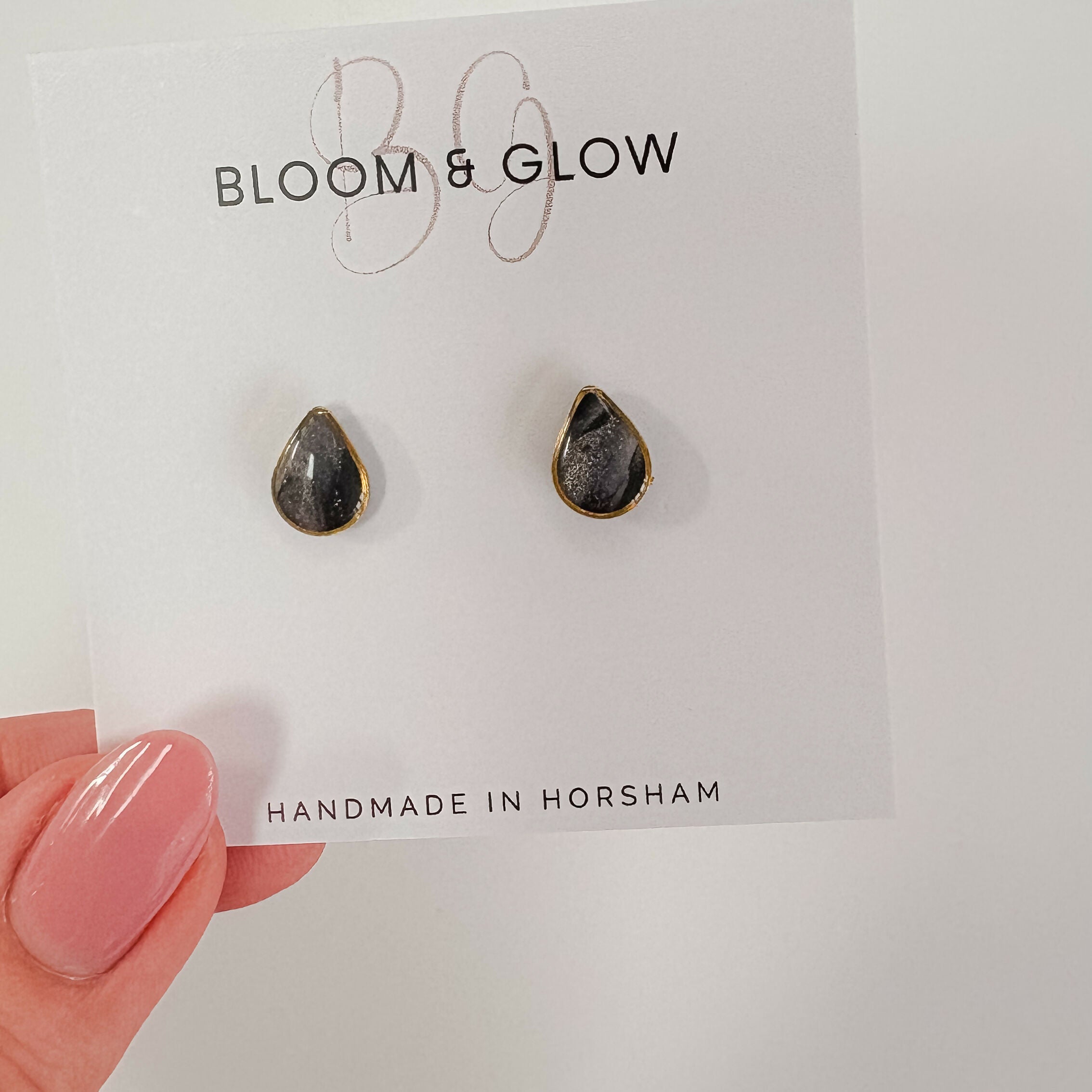 Black Crystal Effect Stud Earrings