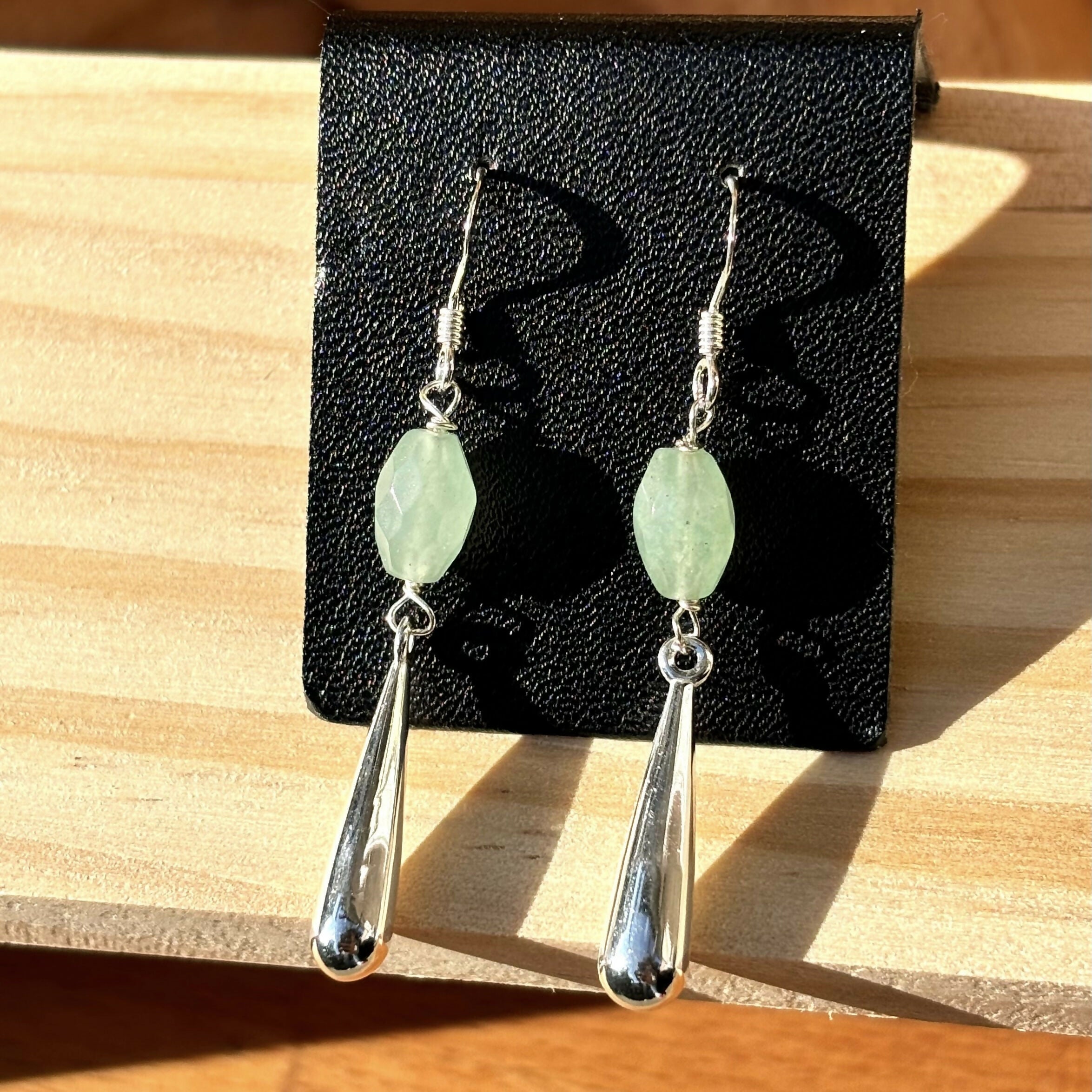 Sterling Silver Green Aventurine Drop Earrings