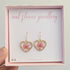 Real Flower Pink Heart Earrings Gold Plated