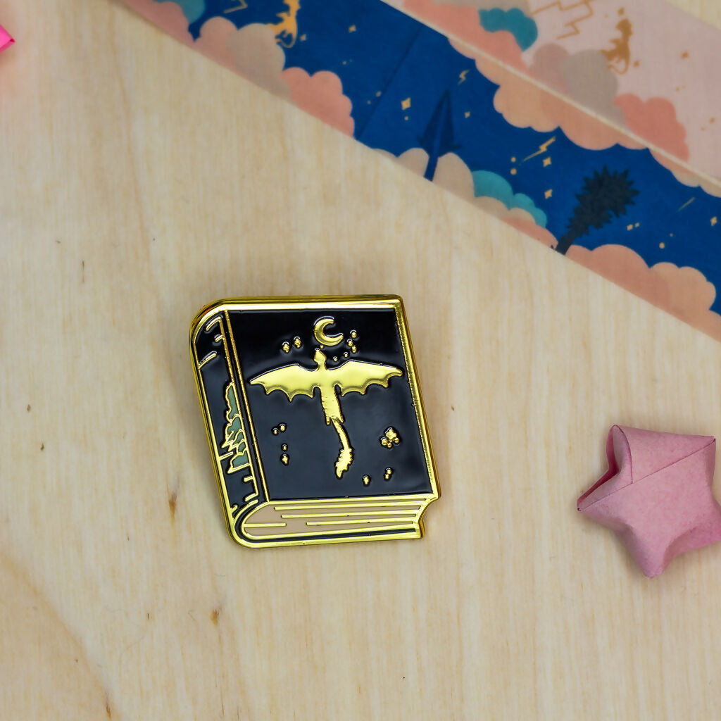 Feather Book Enamel Pin