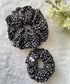 Handmade Scrunchie Black Ditsy Cotton