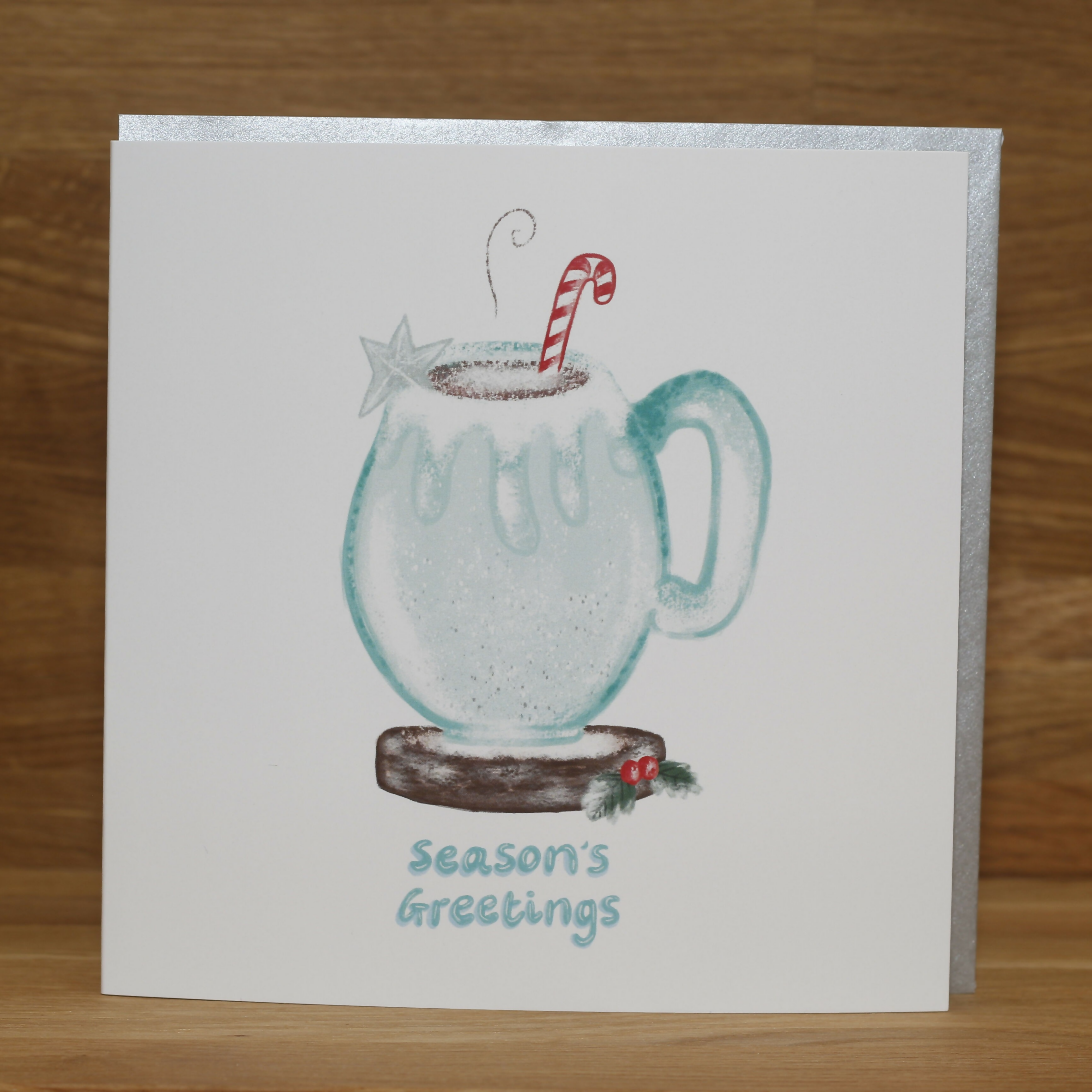 Season's Greetings Candy Cane Christmas Card