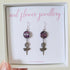 Purple Real Flower Rose Earrings Stainless Steel