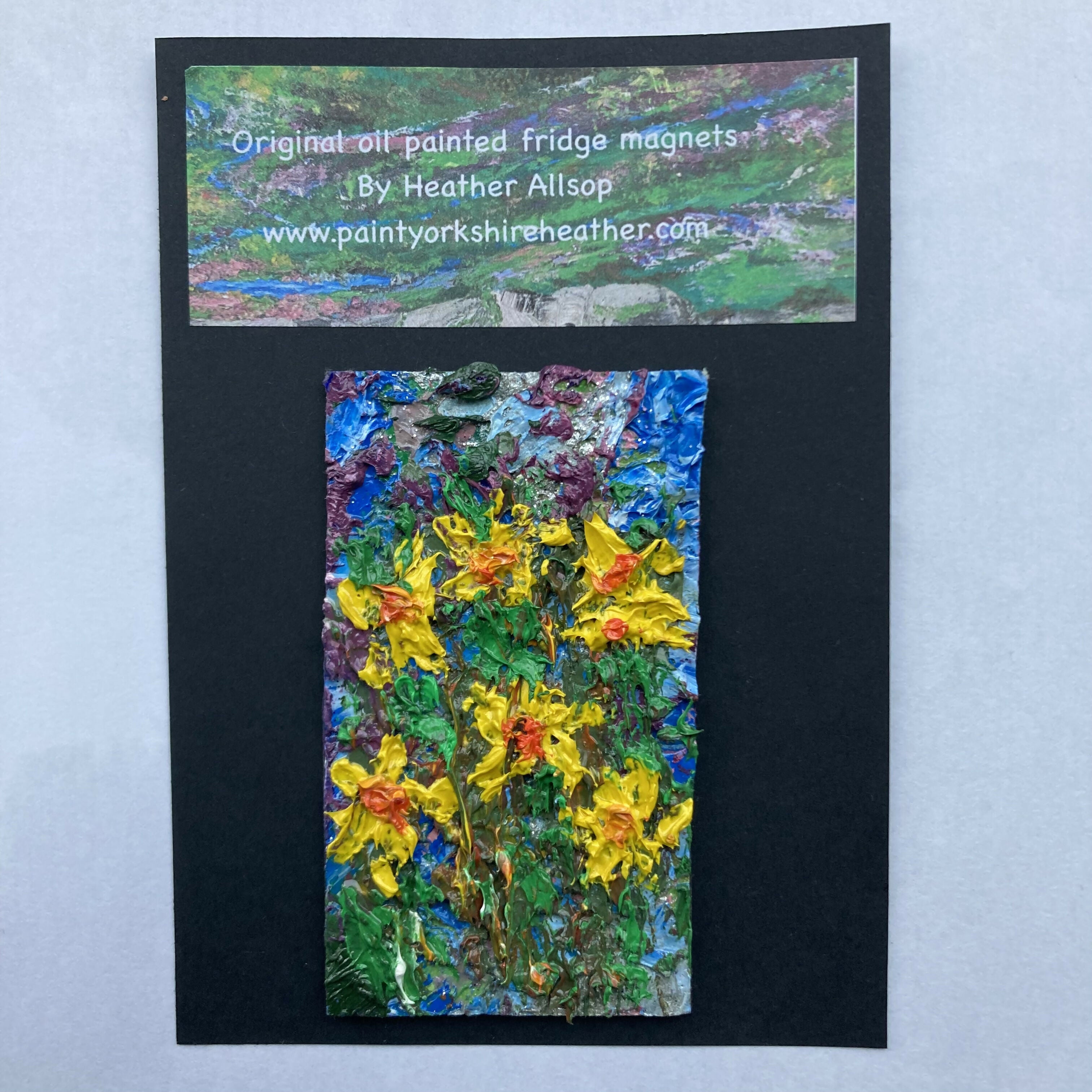 Daffodils Mini Oil Painted Canvas Fridge Magnet