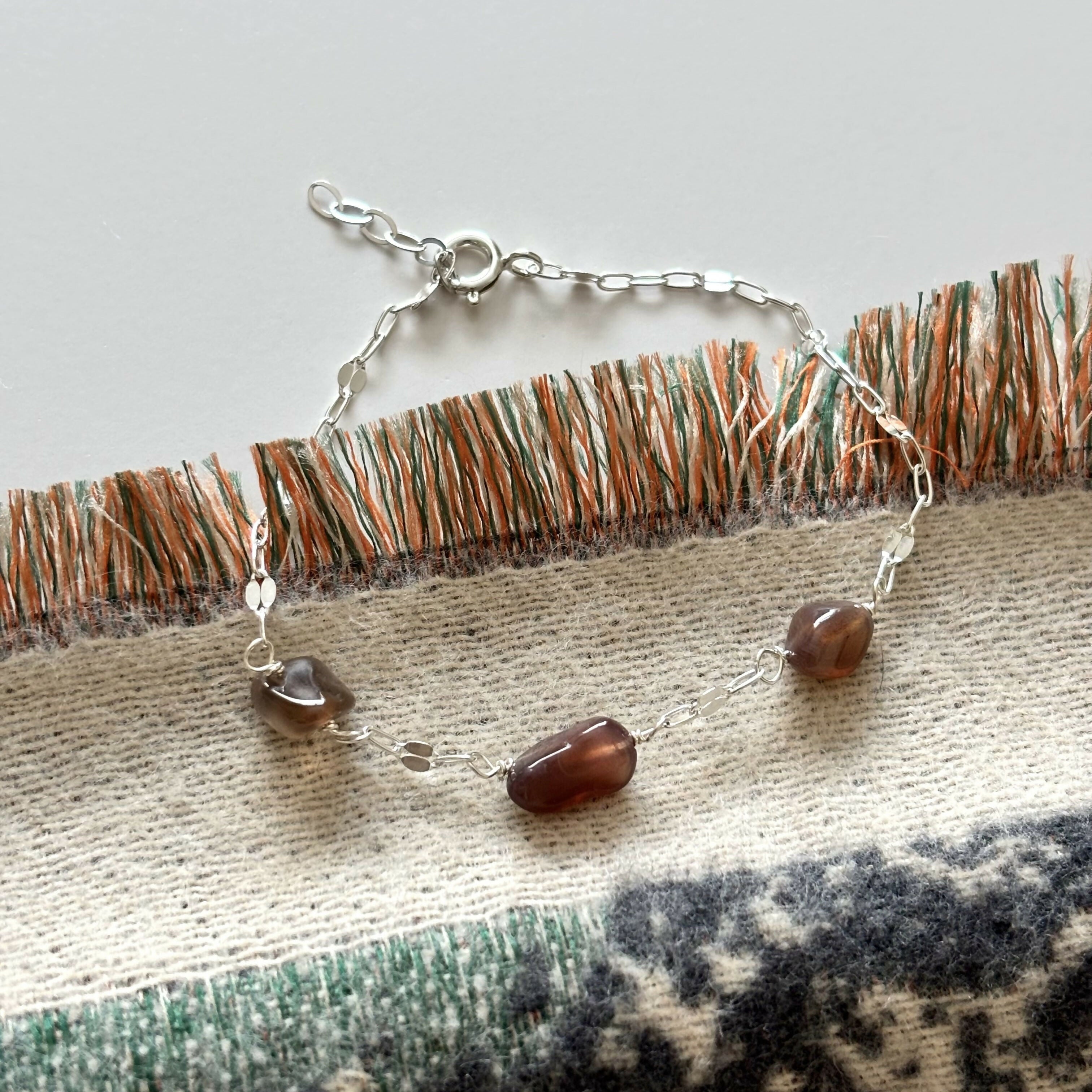 Sterling Silver Paperclip Bracelet with Jade