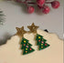DANGLY, GLITTER CHRISTMAS TREE EARRINGS