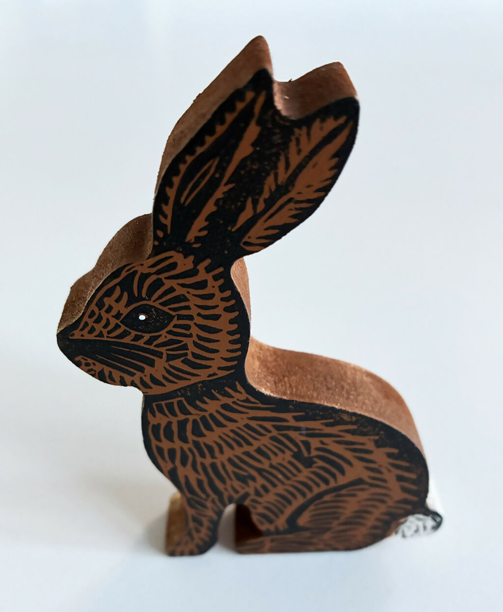 Hand-printed Wooden Brown Rabbit Ornament