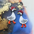 Handmade Autumn Geese With Wellies And Bows Dangle Resin Earrings