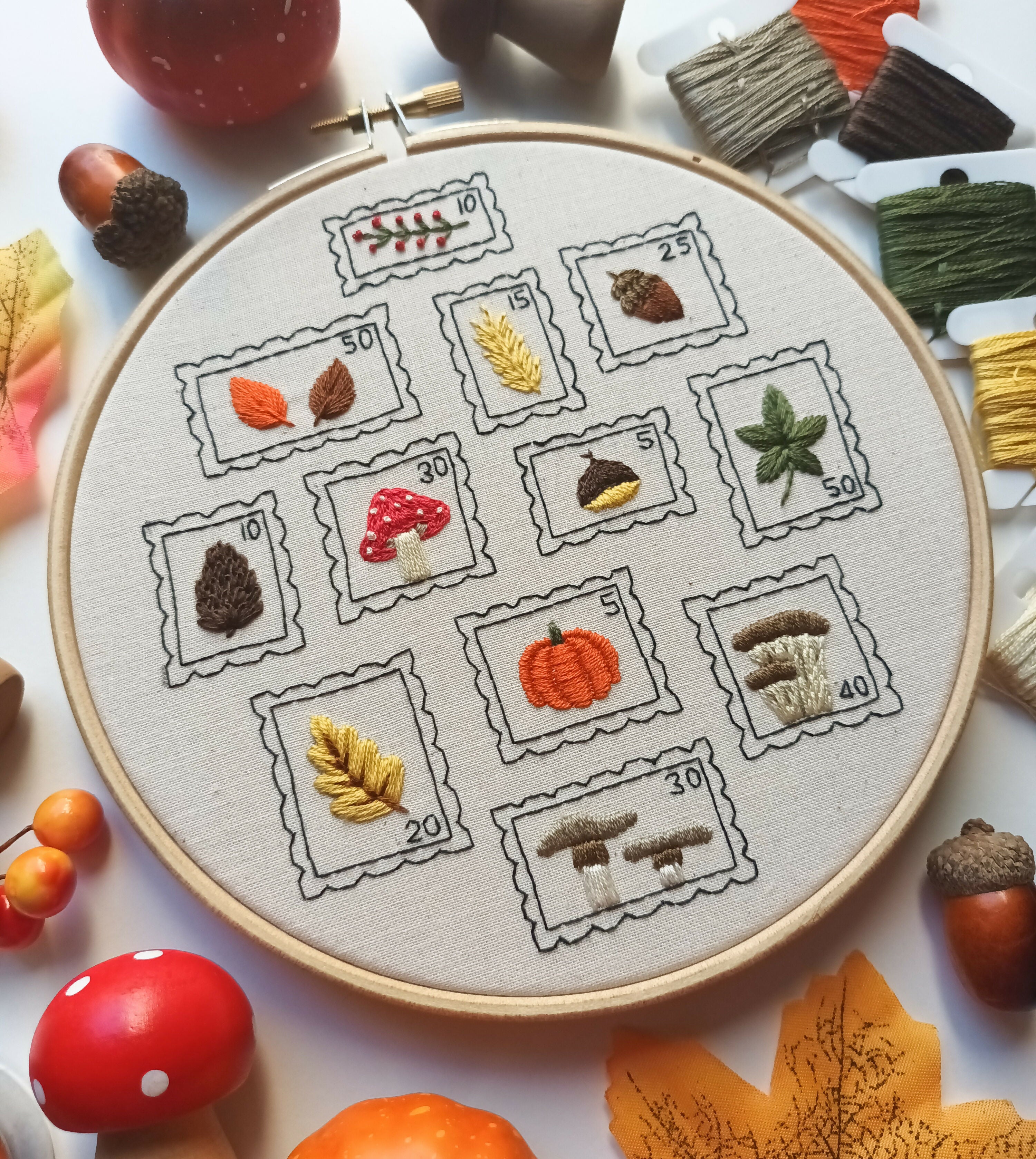 DIY embroidery kit for beginners - Fall stamps
