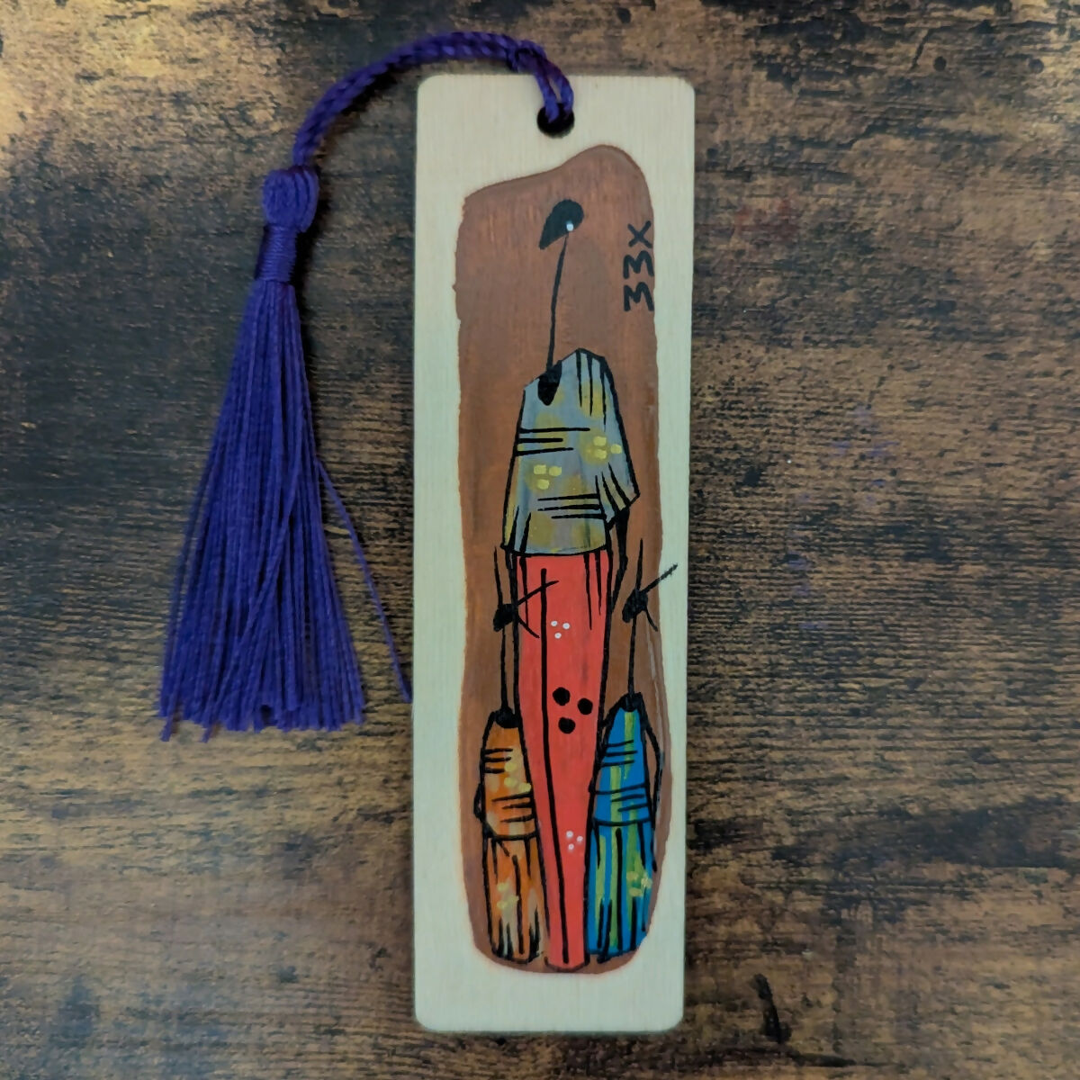 Wooden Hand Painted Bookmark