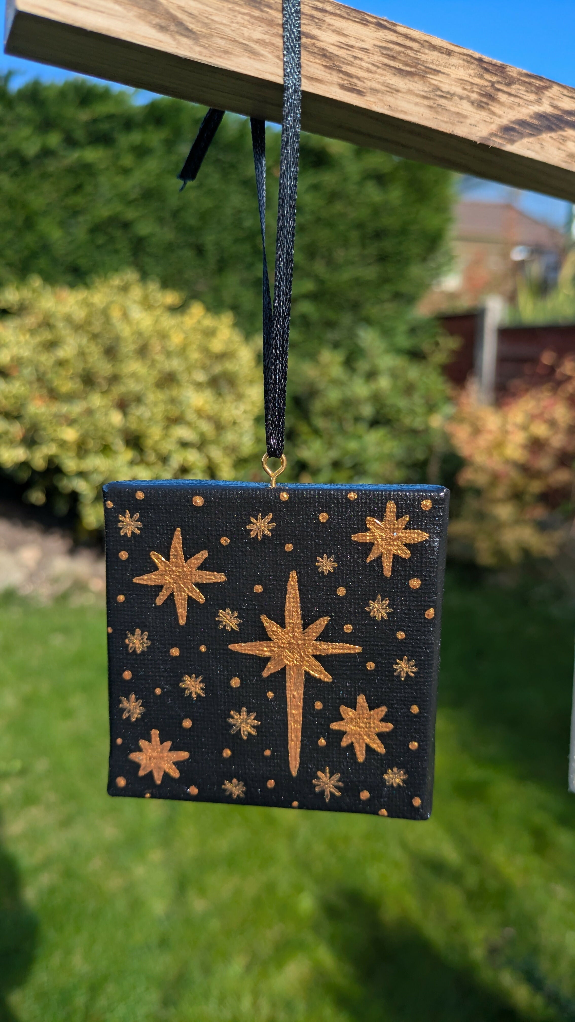 Mini Canvas Stars Christmas Decoration