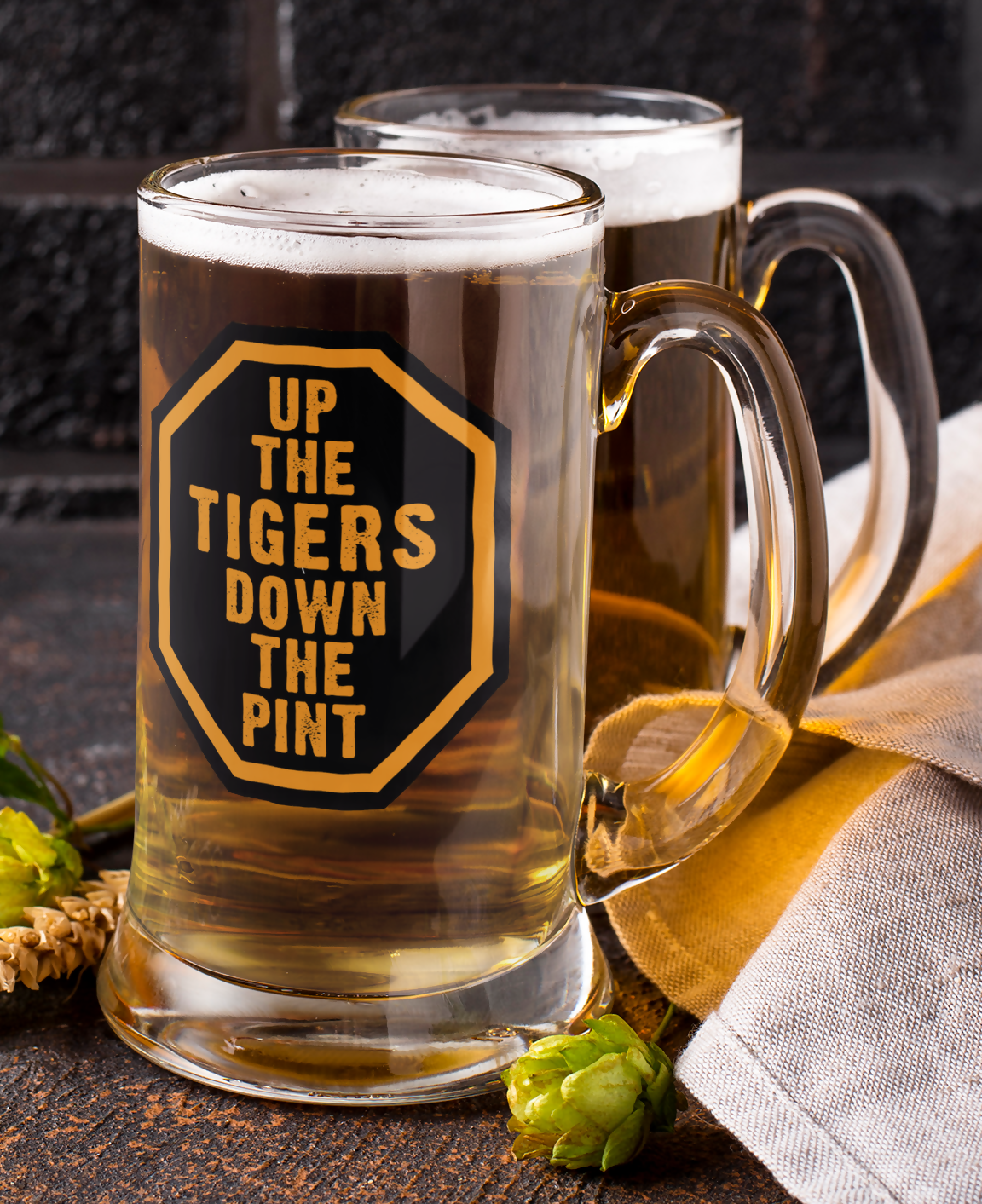 Hull City Tankard Beer Glass UP THE TIGERS Design