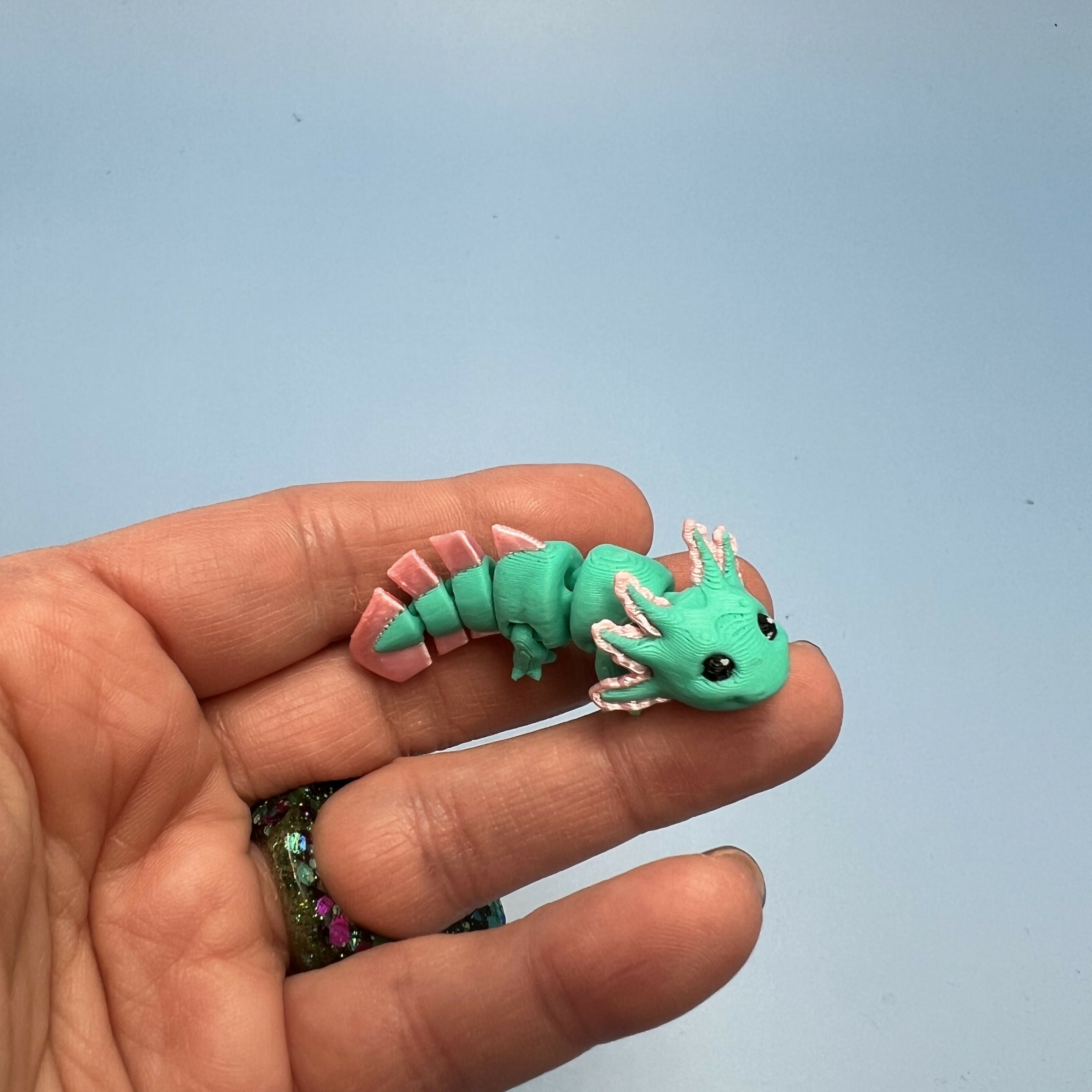 3D Printed Micro Miniatures: Articulated Sensory Fidget Animals friends, Axolotls 5cm