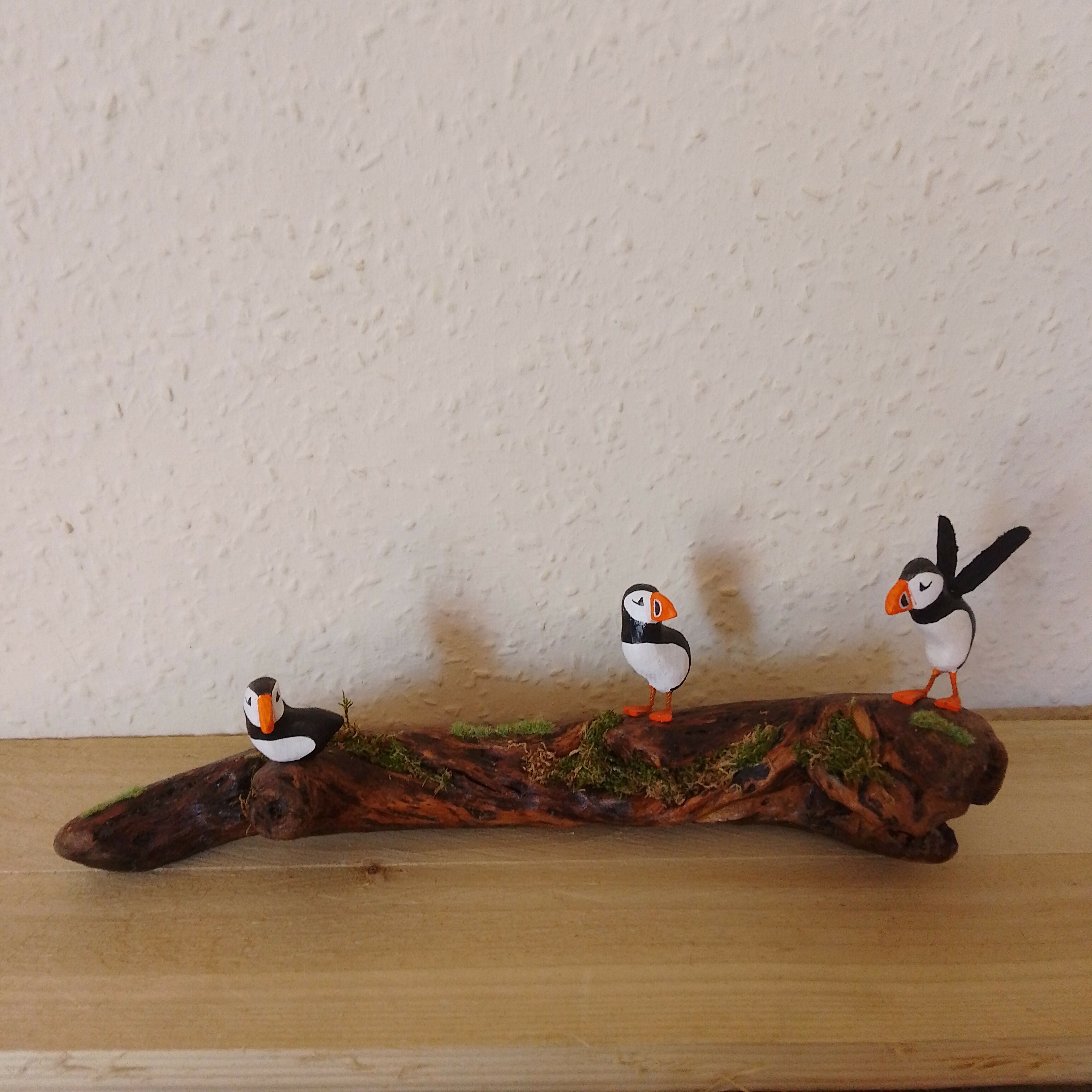 3 Puffins On Branch