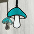 Hammered Blue Mushroom Stained Glass Suncatcher