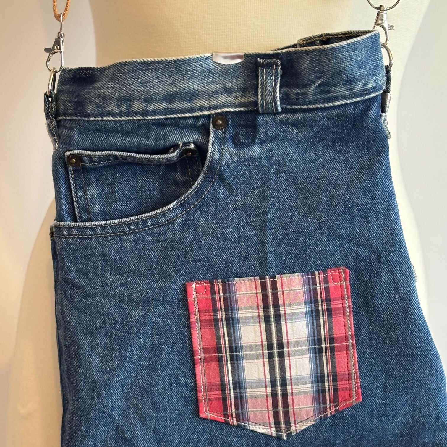 Unique Bag Handbag Made From Upcycled Jeans And Fabric With Detachable Handle