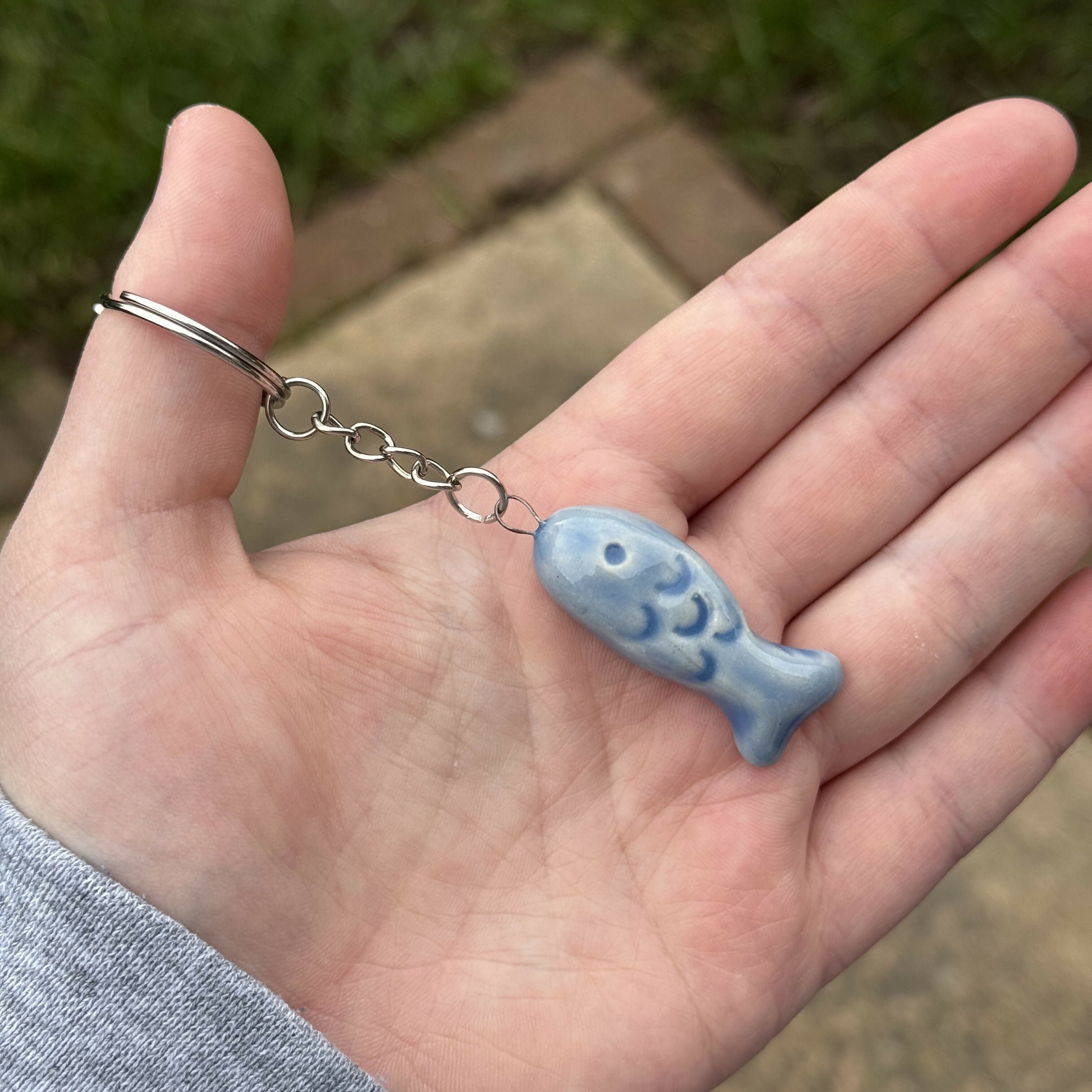 Fish Keyring, Handmade Ceramic Trinket