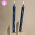 White Hand Painted Floral Pattern Blue stick candle