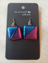 Fused Dichroic Glass Earrings in Pink and Blue With Sterling Silver Hooks
