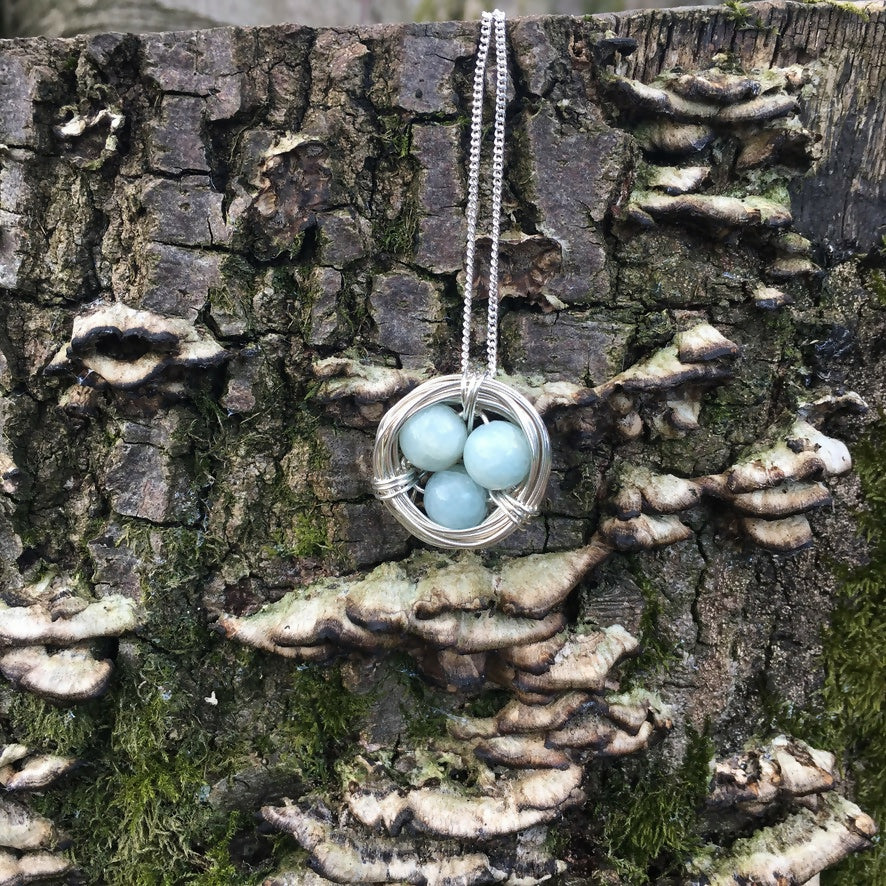 Aquamarine Nest Necklace, Sterling Silver