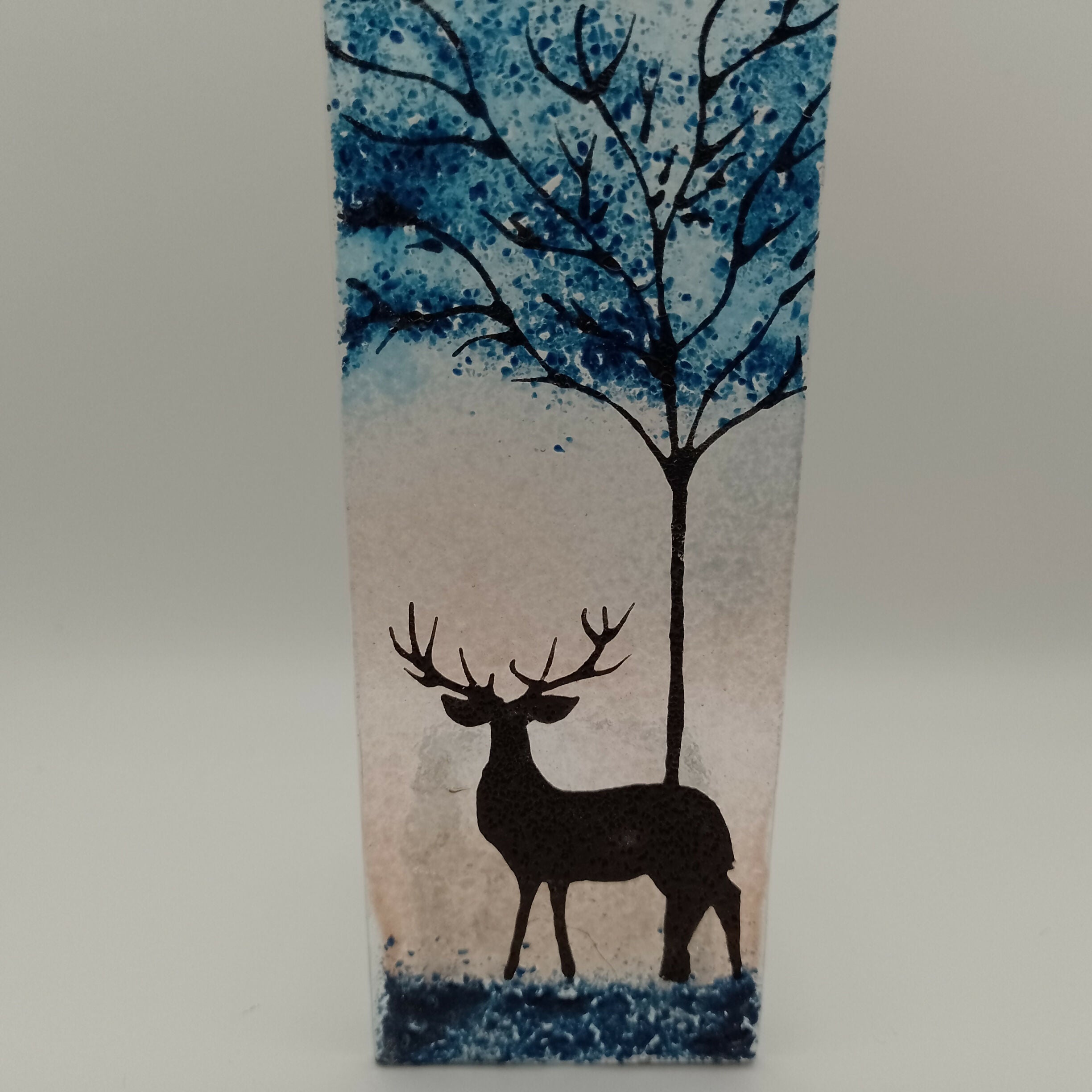 Fused Glass Silhouette Stag Tealight