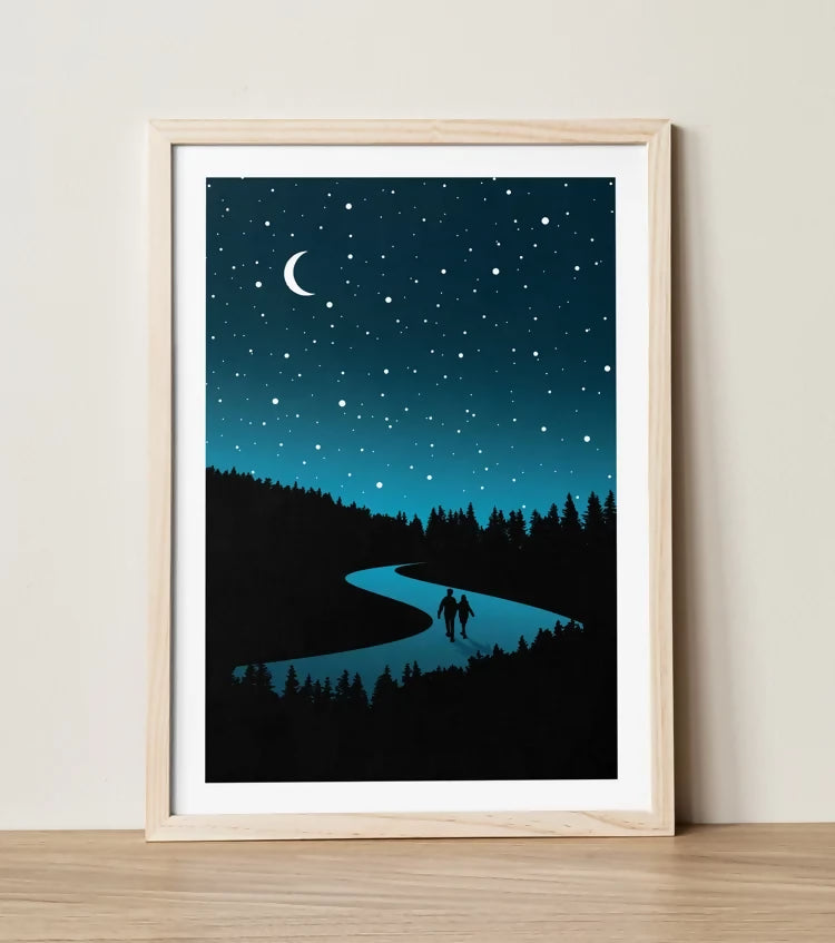 Midnight Walk In The Woods, A4 Print
