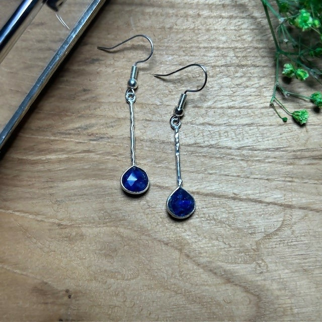 Stunning Silver Plated Sapphire Drop Earrings