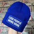 Less People More Dogs Cuffed Rectangular Patch Beanie Hat