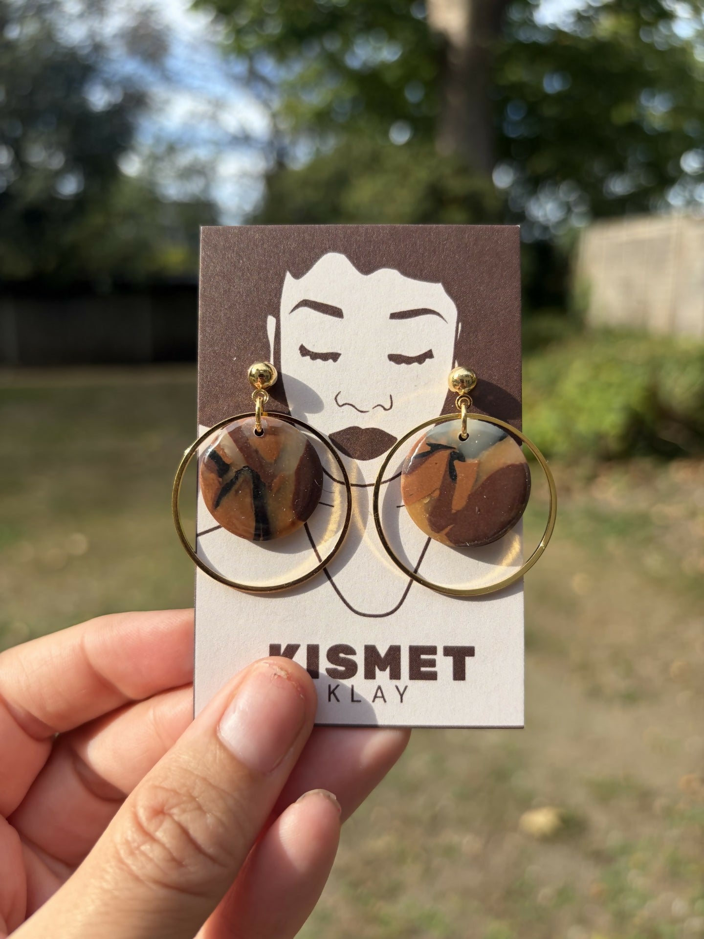 Jessie Tortoiseshell Effect Polymer Clay Gold Hoop Earrings