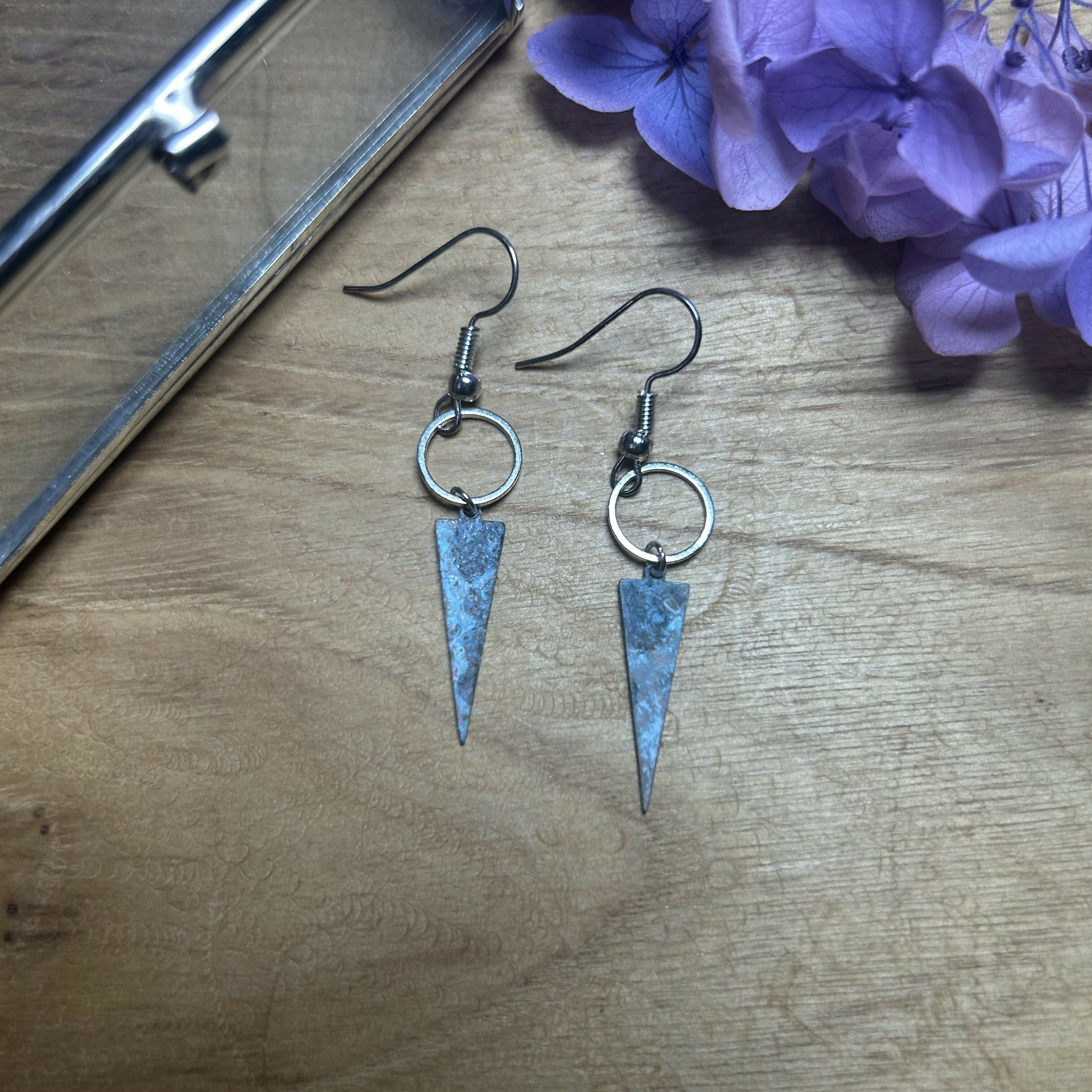 Lovely Silver Plated Copper Turquoise Point Earrings