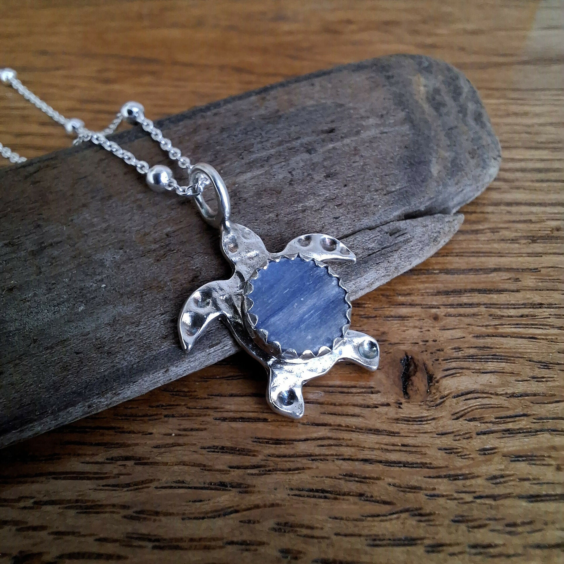 Handmade Sea Turtle Necklace With Kyanite