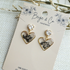 Real Flower Black and White Heart Earrings