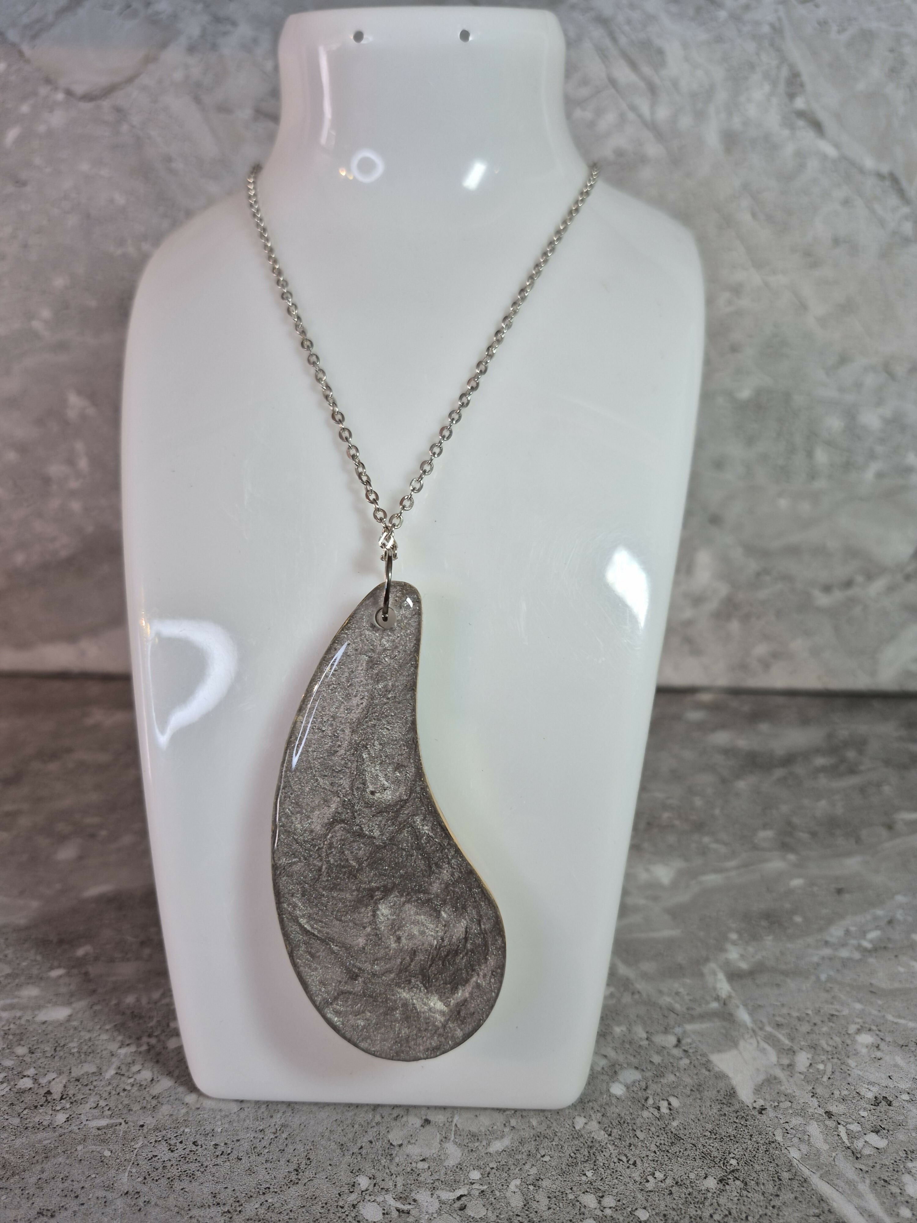 Unique Hand Crafted Tear Drop Shaped Blue, Gold Red and Green Pendant