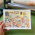 Cats eating too much in cafe Riso print A5