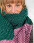 EXTRA LARGE CHUNKY 2-COLOUR SCARF - BOTTLE GREEN & MAUVE