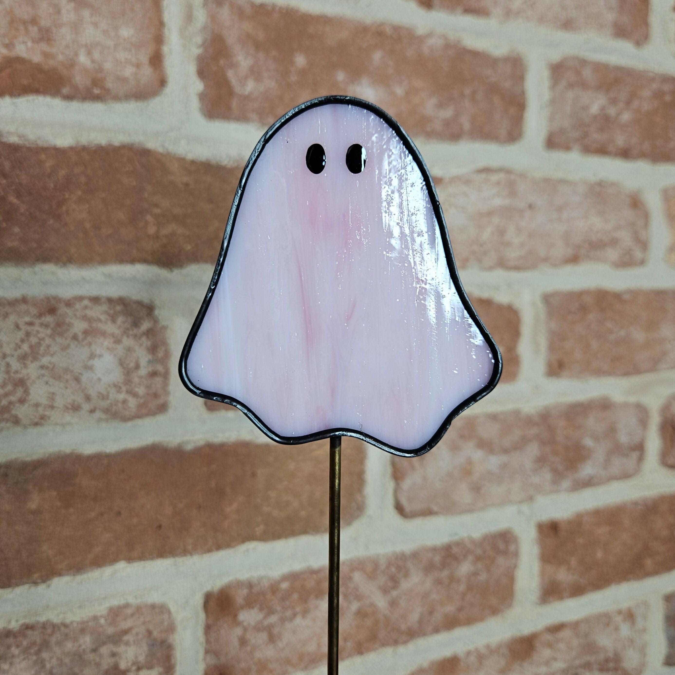 Streaky Pink Ghost Stained Glass Plantstake